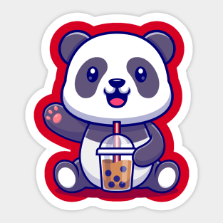 Cute Panda Drink Bubble Milk Tea Cartoon Sticker